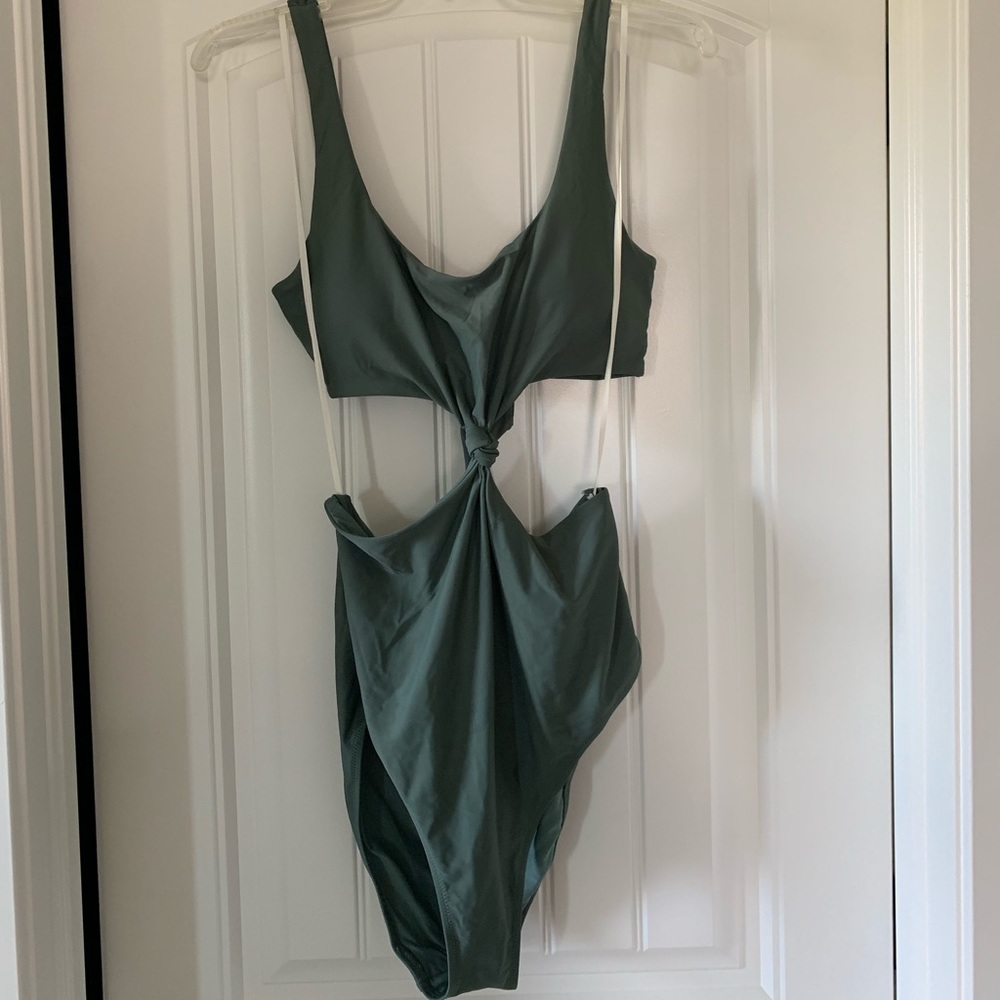 NWT Aerie green one piece swimsuit with cutouts